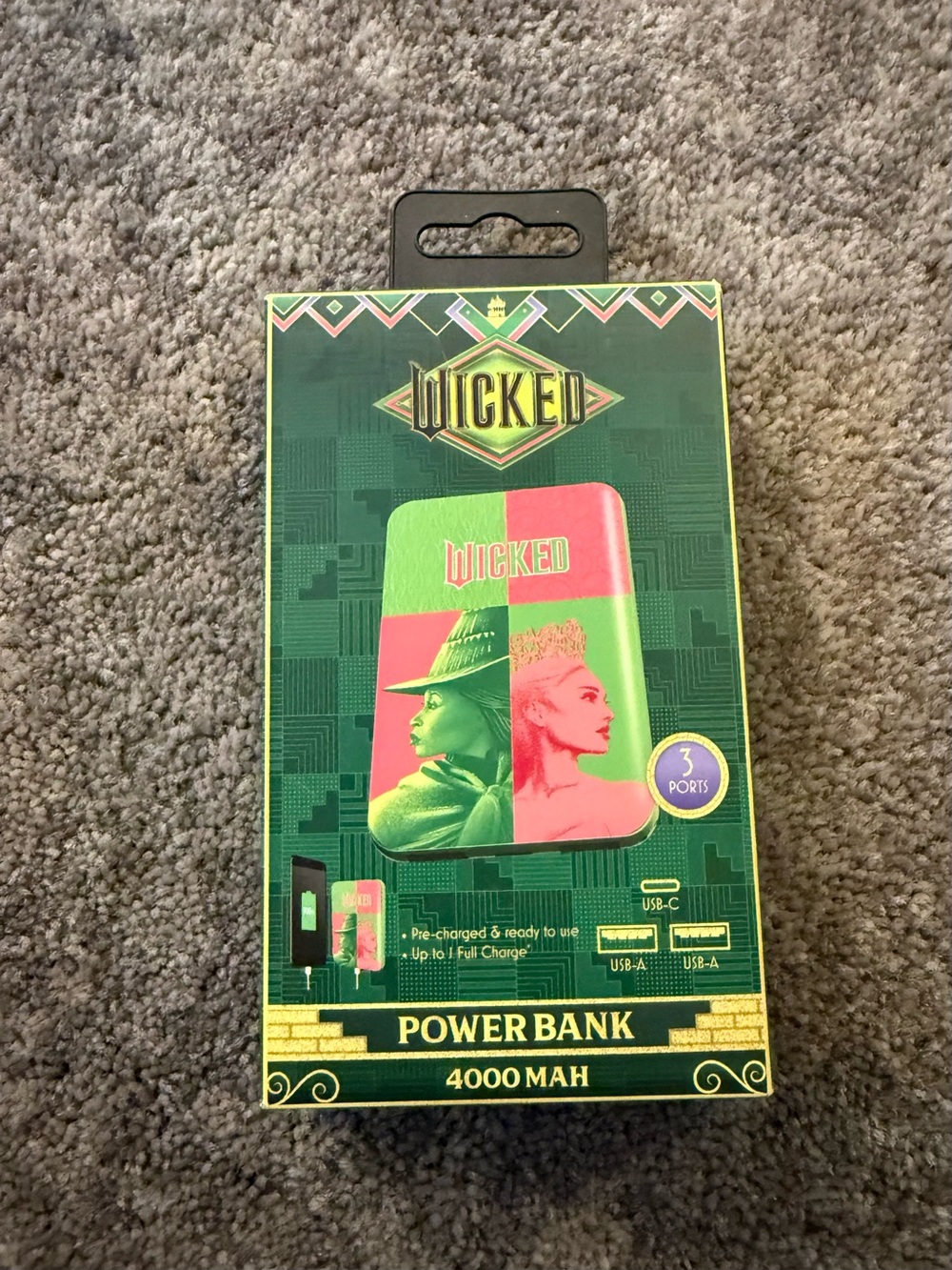 Wicked 4000mAh Green & Pink Power Bank Portable Phone Charger